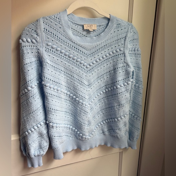 LOFT Sweaters - LOFT Sky Blue Textured Women's Bobble Pointelle Sweater